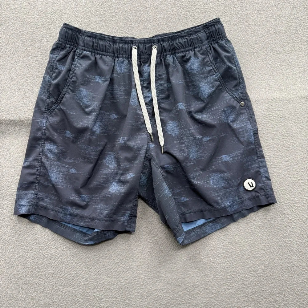 Vuori Swim Shorts Mens Medium Blue Flecked Trunks Lined Quick Dry Stretch Beach